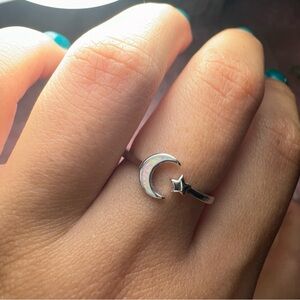 PINK OPAL MOON RING (925 STERLING SILVER)